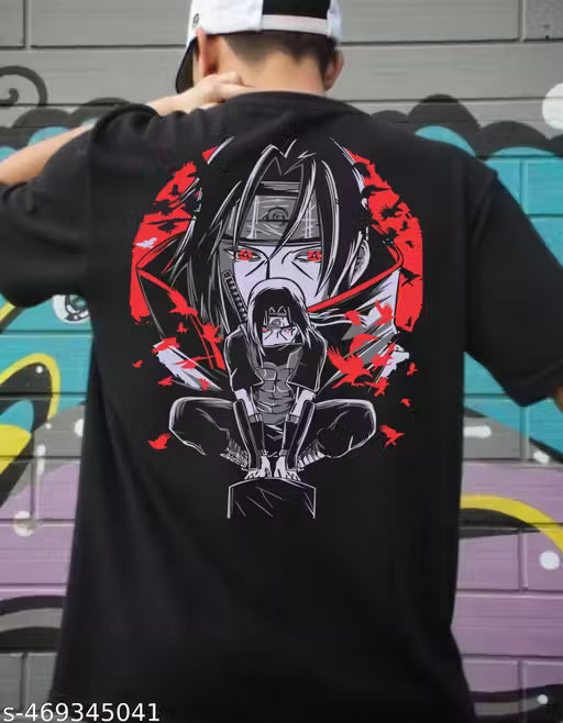 GARMIN Men Cotton Oversize Tshirts - Itachi Uchiha Naruto Manga Anime